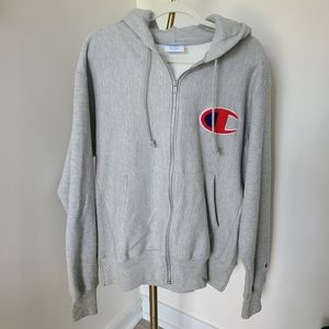Vintage Champion Gray Zip up Sweatshirt Hoodie